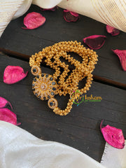 Traditional AD Stone Mogappu Chain-Black-Floral-G5921