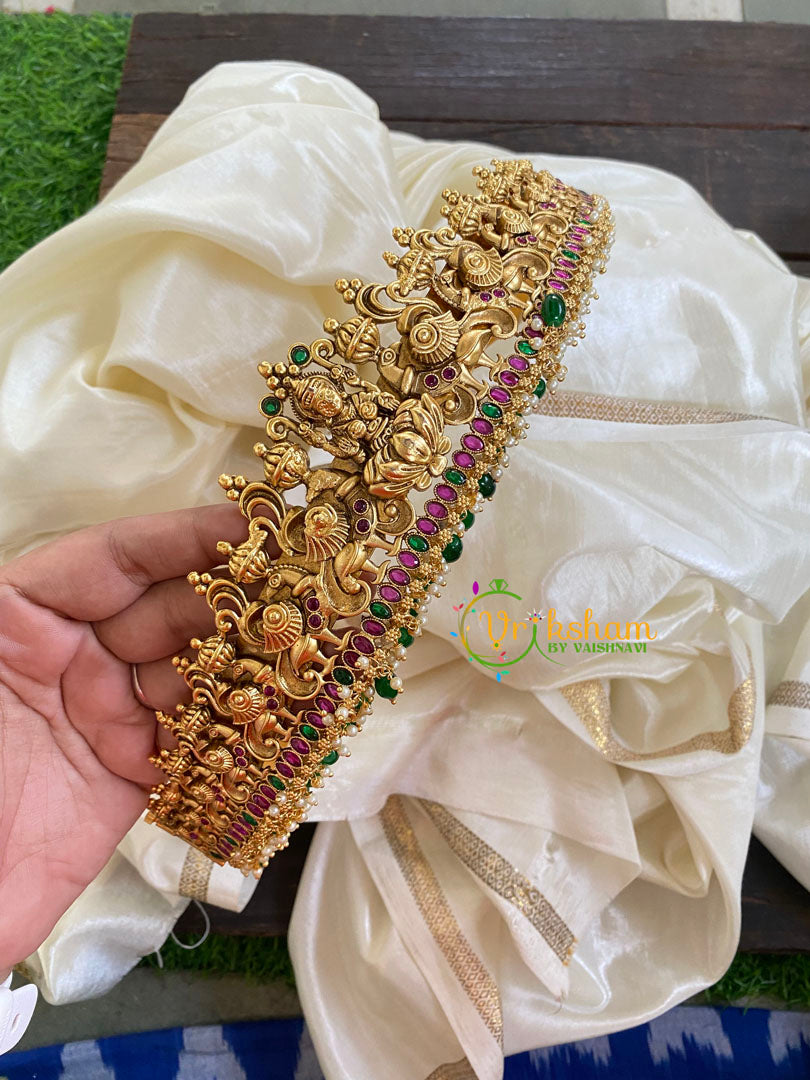 Exquisite Lakshmi and Peacock Style Hipbelt-Green Bead-G5821