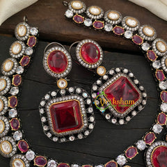 Red Victorian Diamond Short Neckpeice -VV068