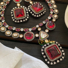 Red Victorian Diamond Short Neckpeice -VV068