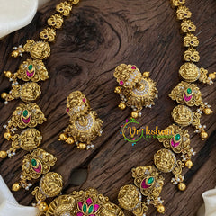 Precious Jadau Kundan Lakshmi Haram - Gold Bead -J1361
