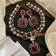 Red Victorian Diamond Short Neckpeice -VV068