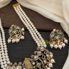 Pearl Victorian Diamond Temple Neckpiece -Vishnu Pendant -VV067