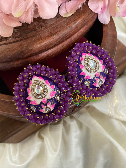 Cluster Bead Meenakari Studs-Purple-G4999