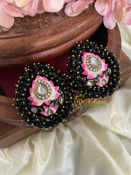 Cluster Bead Meenakari Studs-Black-G5000