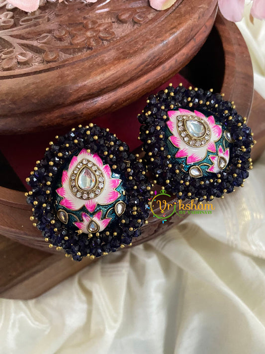 Cluster Bead Meenakari Studs-Blue-G5002