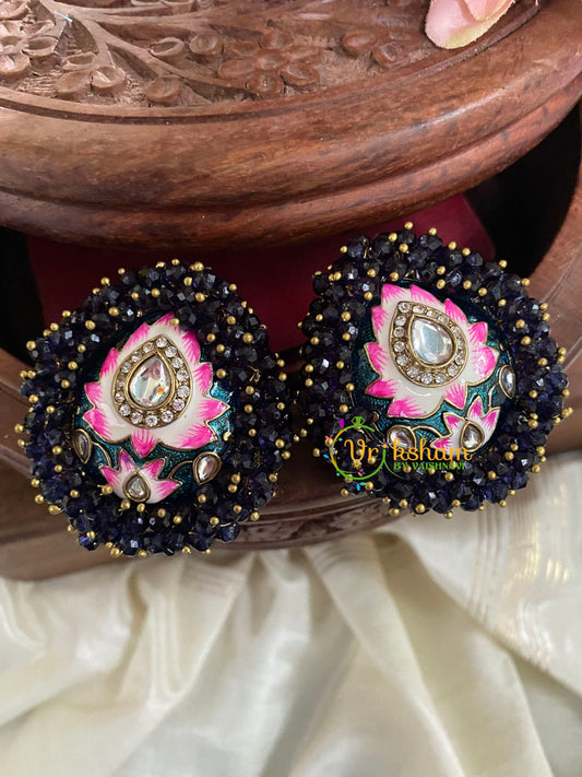 Cluster Bead Meenakari Studs-Blue-G5002