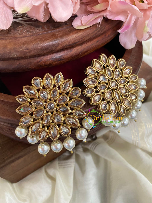  Floral Kundan Studs- Gold Tone-G5021