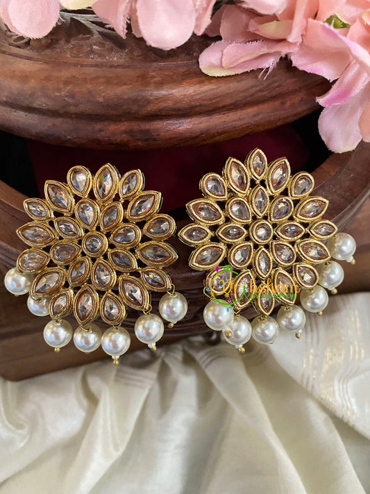  Floral Kundan Studs- Gold Tone-G5021