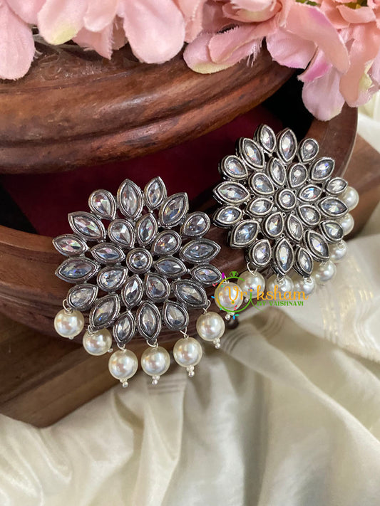  Floral Kundan Studs- Dark-White Tone-G5022