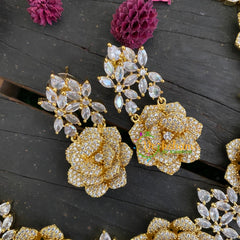 American Diamond Choker-Floral-Gold Tone-G2991