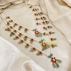 3 Layered Jadau Kundan Pearl Neckpiece -Theedlada-J1347