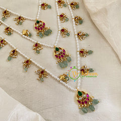 3 Layered Jadau Kundan Pearl Neckpiece -Theedlada-J1354