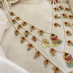 3 Layered Jadau Kundan Pearl Neckpiece -Theedlada-J1354