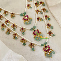 3 Layered Jadau Kundan Pearl Neckpiece -Theedlada-J1353