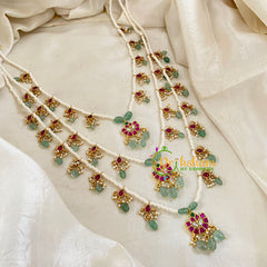 3 Layered Jadau Kundan Pearl Neckpiece -Theedlada-J1353