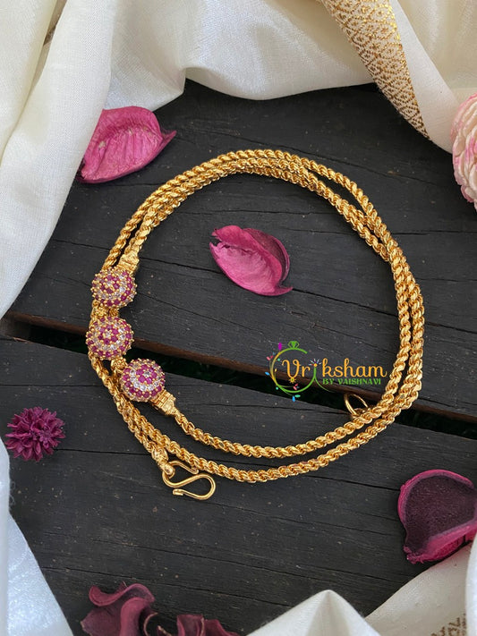 Traditional AD Stone Round Mugappu Chain-G3015