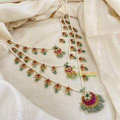 3 Layered Jadau Kundan Pearl Neckpiece -Theedlada-J1356