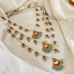 3 Layered Jadau Kundan Pearl Neckpiece -Theedlada-J1351
