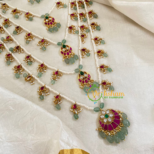 5 Layered Jadau Kundan Pearl Neckpiece -Panchlada-J1346