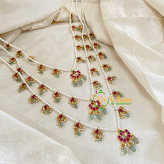 3 Layered Jadau Kundan Pearl Neckpiece -Theedlada-J1348