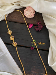 Traditional AD Stone Lakshmi Mugappu Chain-Red Green-G3017