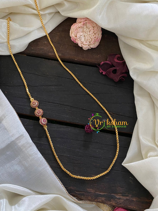 Traditional AD Stone Round Mugappu Chain-G3015