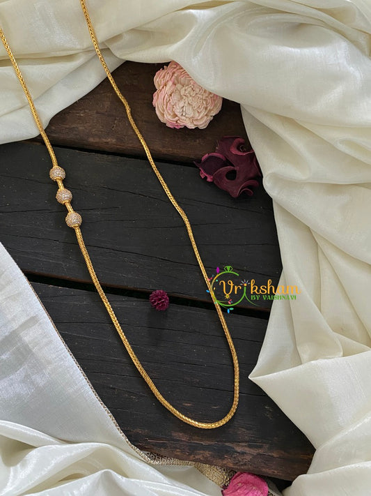 Traditional AD Stone White Ball Mugappu Chain 1 -G3013