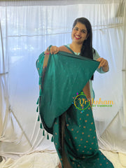 Teal Blue Paithani Semi Soft Silk Saree -VS732