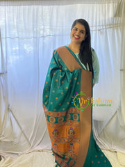 Teal Blue Paithani Semi Soft Silk Saree -VS732