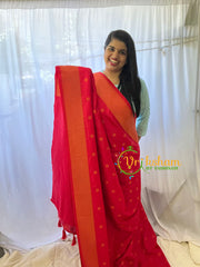 Kumkum Red Paithani Semi Soft Silk Saree -VS734