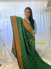 Dark Green Paithani Semi Soft Silk Saree -VS735