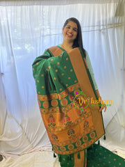 Dark Green Paithani Semi Soft Silk Saree -VS735