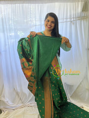 Dark Green Paithani Semi Soft Silk Saree -VS735