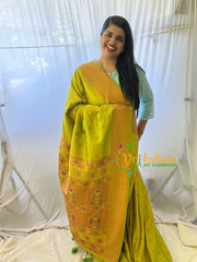 Parrot Green Paithani Semi Soft Silk Saree -VS739