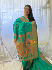 Light Mint Green Paithani Semi Soft Silk Saree -VS737