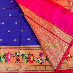 Ink Blue Paithani Soft Silk Saree -VS3002