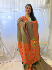 Grey Paithani Semi Soft Silk Saree -VS736