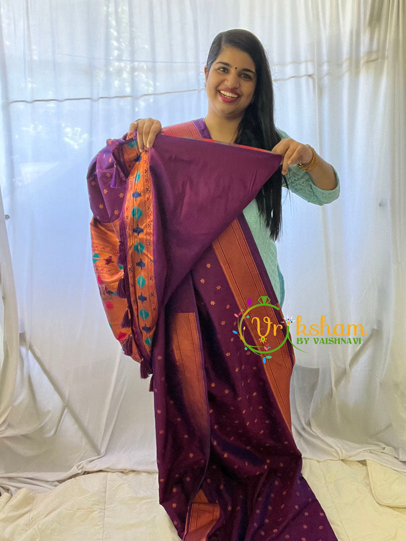 Purple Paithani Semi Soft Silk Saree -VS745