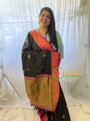 Brown with Pink Rani Paithani Soft Silk Saree -VS760