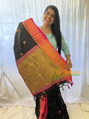 Brown with Pink Rani Paithani Soft Silk Saree -VS760