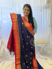 Dark Blue with Red Rani Paithani Soft Silk Saree -VS762