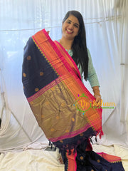 Dark Blue with Pink Rani Paithani Soft Silk Saree -VS754