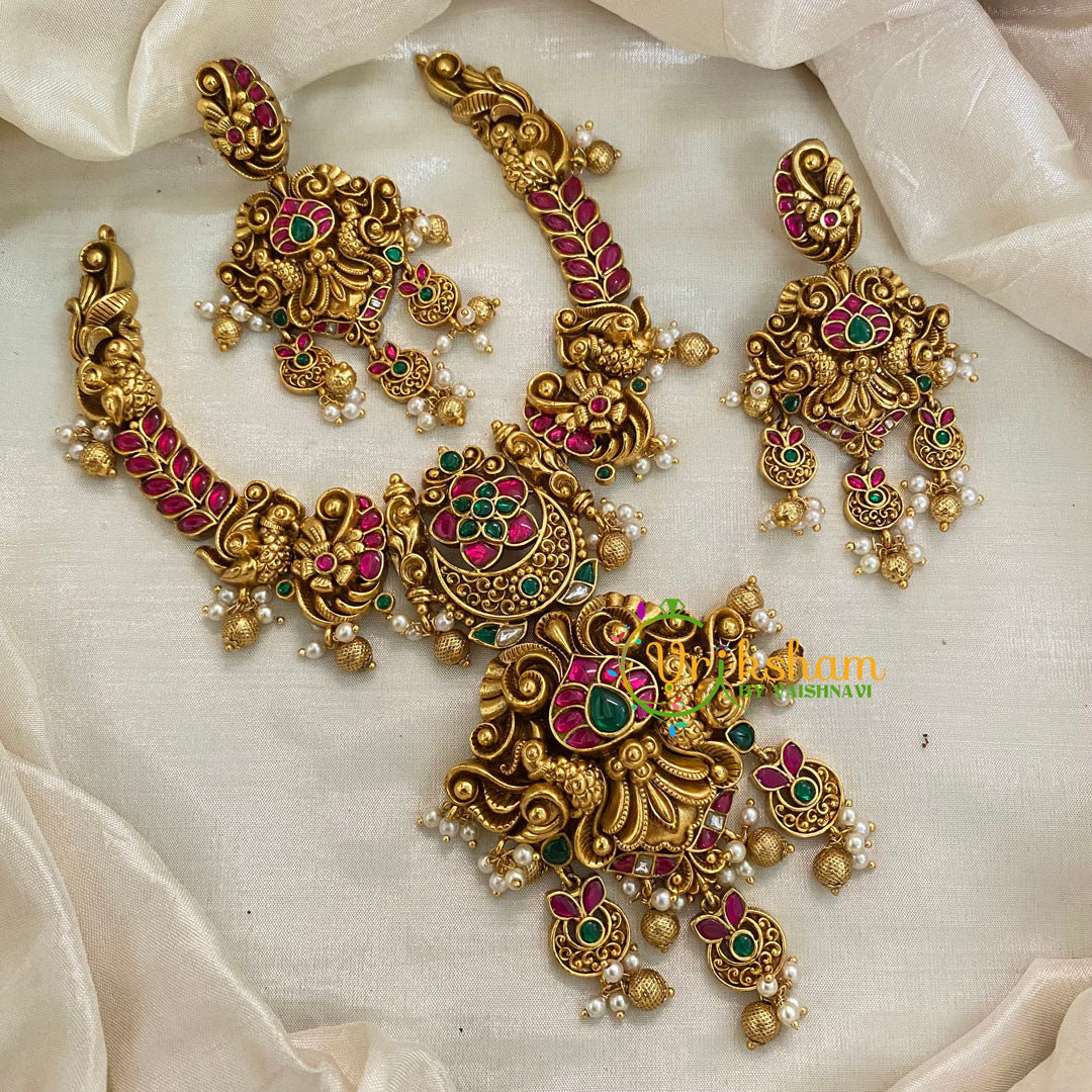 Precious Jadau Kundan Short Neckpiece - Gold Bead -J981