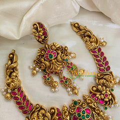 Precious Jadau Kundan Short Neckpiece - Gold Bead -J981