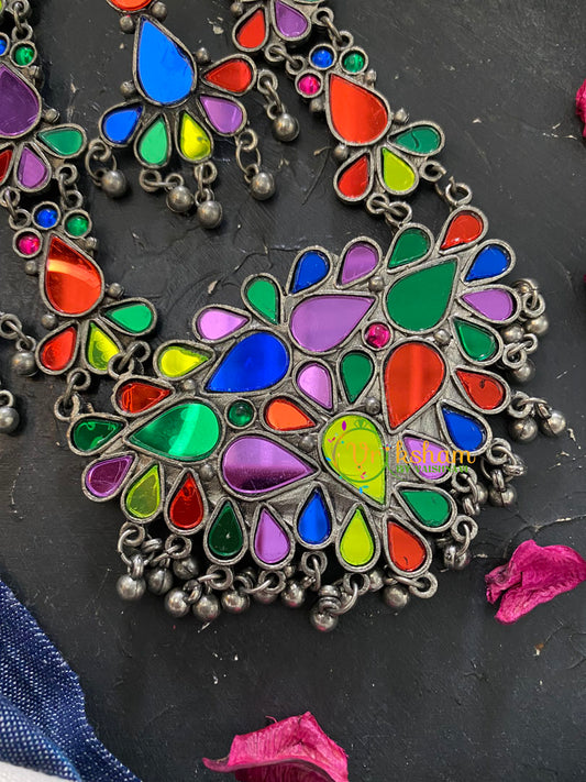 Afghani Glass Neckpiece-Multicolor-S342