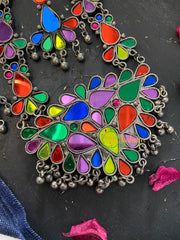 Afghani Glass Neckpiece-Multicolor-S342