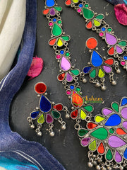 Afghani Glass Neckpiece-Multicolor-S342