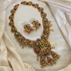 Precious Jadau Kundan Lakshmi Haram - Gold Bead -J989