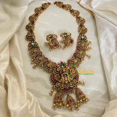 Precious Jadau Kundan Lakshmi Haram - Gold Bead -J989